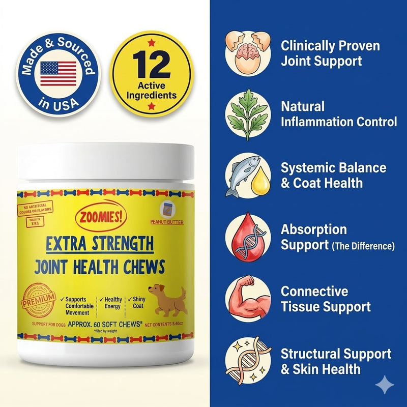 Zoomies Premium Joint Health Chews - Improved Formula